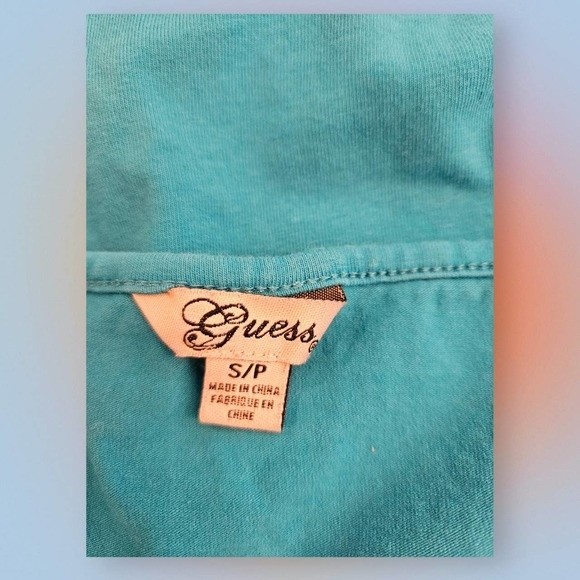 SOLD Guess Halter Y2K Teal High Neck Ruched Side Sleeveless Top Size Small - Picture 6 of 6